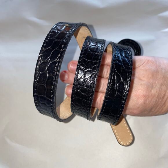 Banana Republic Black Croc Embossed Italian Leather Belt Size S Made in Turkey - Picture 5 of 5